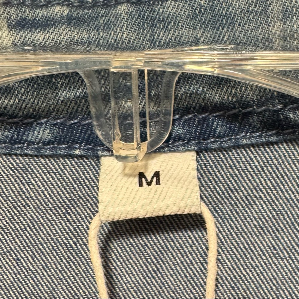 Made with Love—M, Blue Sleeveless Denim/Chambray Button Down Shirt Dress - Picture 3 of 5
